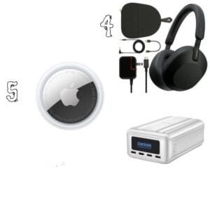 Apple AirTag and Sony WH-1000XM5 headset